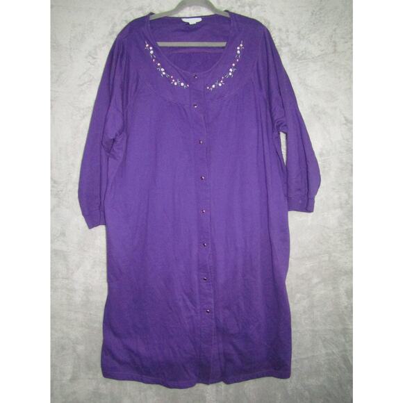 VTG Only Necessities Women’s 3X Purple Floral Embroidered Lounger House Dress - Picture 1 of 10